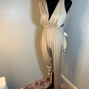 NWT taupe large jumpsuit